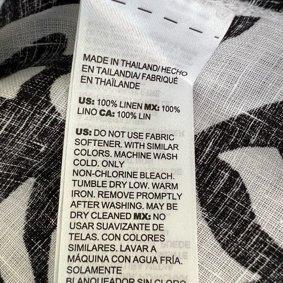 Chico’s 100% Linen Top Black and White Size 8-10 - Picture 4 of 10